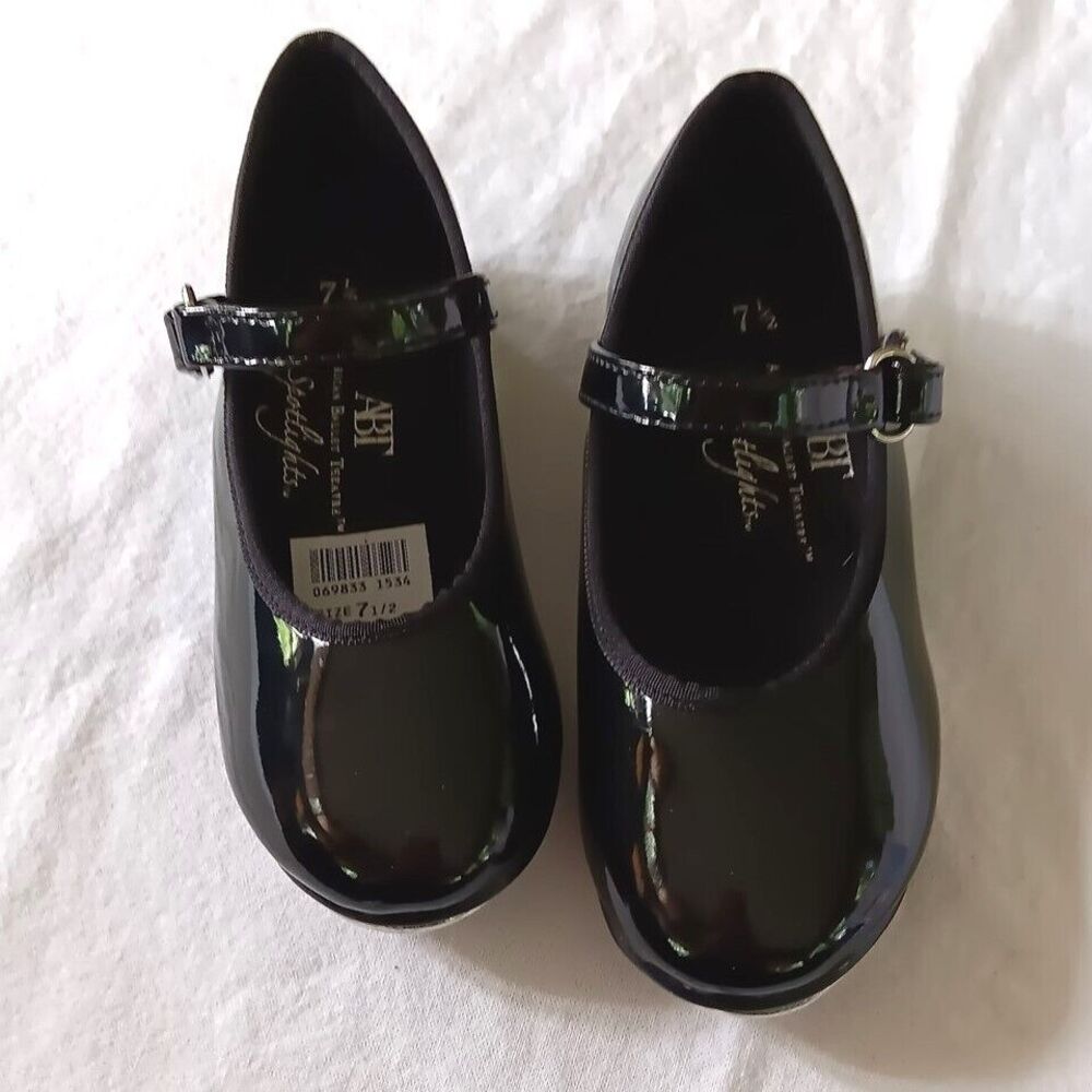 ABT Tap Shoes Toddler Girls 7-1/2 Black Spotlights American Ballet Theatre New